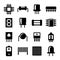 Electronic Components and Microchip Icons Set. Vector