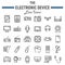 Electronic device line icon set, technology