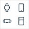 Electronic and device line icons. linear set. quality vector line set such as refrigerator, virtual reality glasses, smartphone
