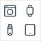 Electronic and device line icons. linear set. quality vector line set such as tablet, flash disk, smartwatch