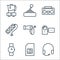 Electronic devices line icons. linear set. quality vector line set such as earphone, sim, watch, handy, hair dryer, extending
