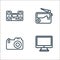 electronic devices outline line icons. linear set. quality vector line set such as imac, camera, radio