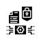 electronic documents protection glyph icon vector illustration