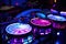 electronic drumset with colorful and intricate lights, creating a dynamic performance