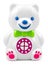 Electronic interactive children`s toy speaker bear with the control panel buttons