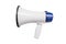 Electronic megaphone on white background. Loud-speaking device. Blue white megaphone