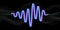 Electronic multicolored sound waves on black background. Frequency sound waveform, voice graph signal. Voice recognition concept.