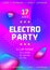 Electronic music festival poster design. Electro party flyer, Club invitation template. Abstract gradient liquid shape