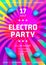 Electronic music festival poster design. Rainbow background Gradient fluid shapes. Futuristic geometric background