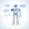 Electronic robot, chat bot, humanoid. Search for information, research, training.