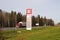 Electronic signs prices gas stations `LUKOIL`. M8 road Vologda region