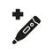 Electronic Thermometer Silhouette Icon. Medical Tool for Temperature Measurement Glyph Pictogram. Medicals Diagnosis