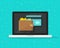Electronic wallet on laptop computer vector icon, flat design desktop pc screen with digital money wallet and credit