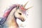 electronic watercolor A charming unicorn cartoon image. adorable creatures