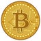 Electronics finance money symbol. Golden cryptocurrency coin. Gold Bitcoin