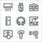 Electronics line icons. linear set. quality vector line set such as hairdryer, hands free, tablet, coffee maker, headphone,