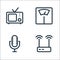 Electronics line icons. linear set. quality vector line set such as wireless router, microphone, weight scale