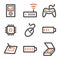 Electronics web icons set 2, orange-gray contour