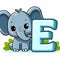 An elefant clipart and letter E