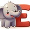 An elefant clipart and letter E