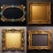 Elegance in Absence - A Quartet of Golden Frames on Luxurious Brown and Royal Blue - generative AI