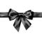 Elegance black satin bow with ribbon. Vector illustration isolated on white background