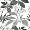 Elegance black and white seamless pattern with abstract plants and branches