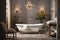 Elegance of a bygone era with exquisite antique inspired bathroom, with clawfoot tub and vintage fixtures evoking a sense of