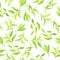 Elegance green tea leaves seamless pattern. Watercolor.