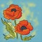 Elegance illustration with red poppies isolated
