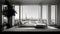 Elegance Overlooking Paris: Minimalistic Luxury Living Room with Eiffel Tower View - generative ai