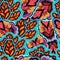 Elegance seamless pattern with plant organic psychedelic structures and elements.