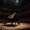 Elegance in the Shadows: Grand Piano in Dimly Lit Concert Hall