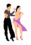 Elegance tango Latino dancers vector illustration isolated on white background. Dancing couple. Partner dance salsa.