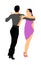 Elegance tango Latino dancers vector illustration isolated on white background. Dancing couple. Partner dance salsa, woman and man