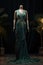 Elegance unveiled: a captivating display of a beautiful, luxurious evening gown gracefully adorning a mannequin