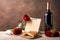 Elegance and Warmth: Blank Letter, Rose, Wine Bottle, Cookies, and Candles (AI Generated)