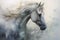 The elegance of a white horse with the ethereal nature of a celestial being. Animal painting. Generative AI