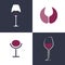 Elegance wineglass flat style vector logo concept. Wine glass with lips silhouette isolated icon