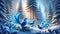 Elegance in Winter: Blue Birds of the Enchanted Forest