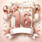 Elegant 16th Birthday Rose Gold Elegance - with Copyspace