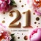 Elegant 21st Birthday Gold and Pink Floral Celebration