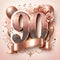 Elegant 90th Celebration Graphic in Rose Gold - with Copyspace