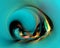 Elegant abstract multicolored glass swirl or twirl on turquoise background.