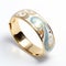 Elegant Abstraction: Gold And White Engraved Bangle With Blue And Gold Designs