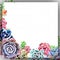 elegant accent frame with succulents painted in watercolor.  bohemian design, spring or summer decoration, floral frame