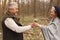 Elegant adult couple in a spring forest