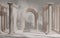 Elegant Ancient Greek Pillar Podiums on Cream Background