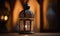 Elegant Arabian lantern illuminating with burning candle Creating using generative AI tools