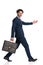 Elegant arabic man in suit with suitcase walking and welcoming